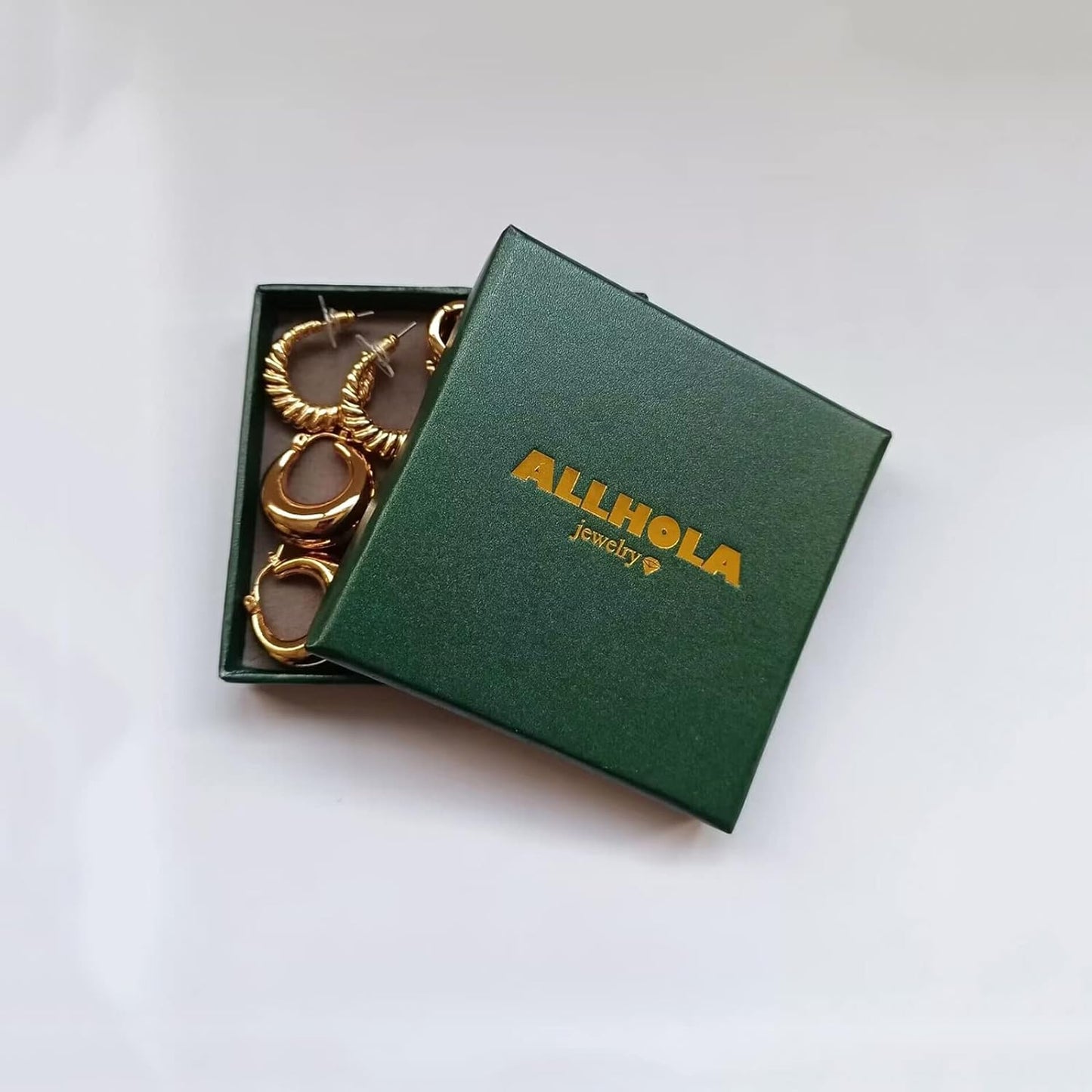 6 pares de aretes de aro chapados en oro de 14 quilates para mujer,...