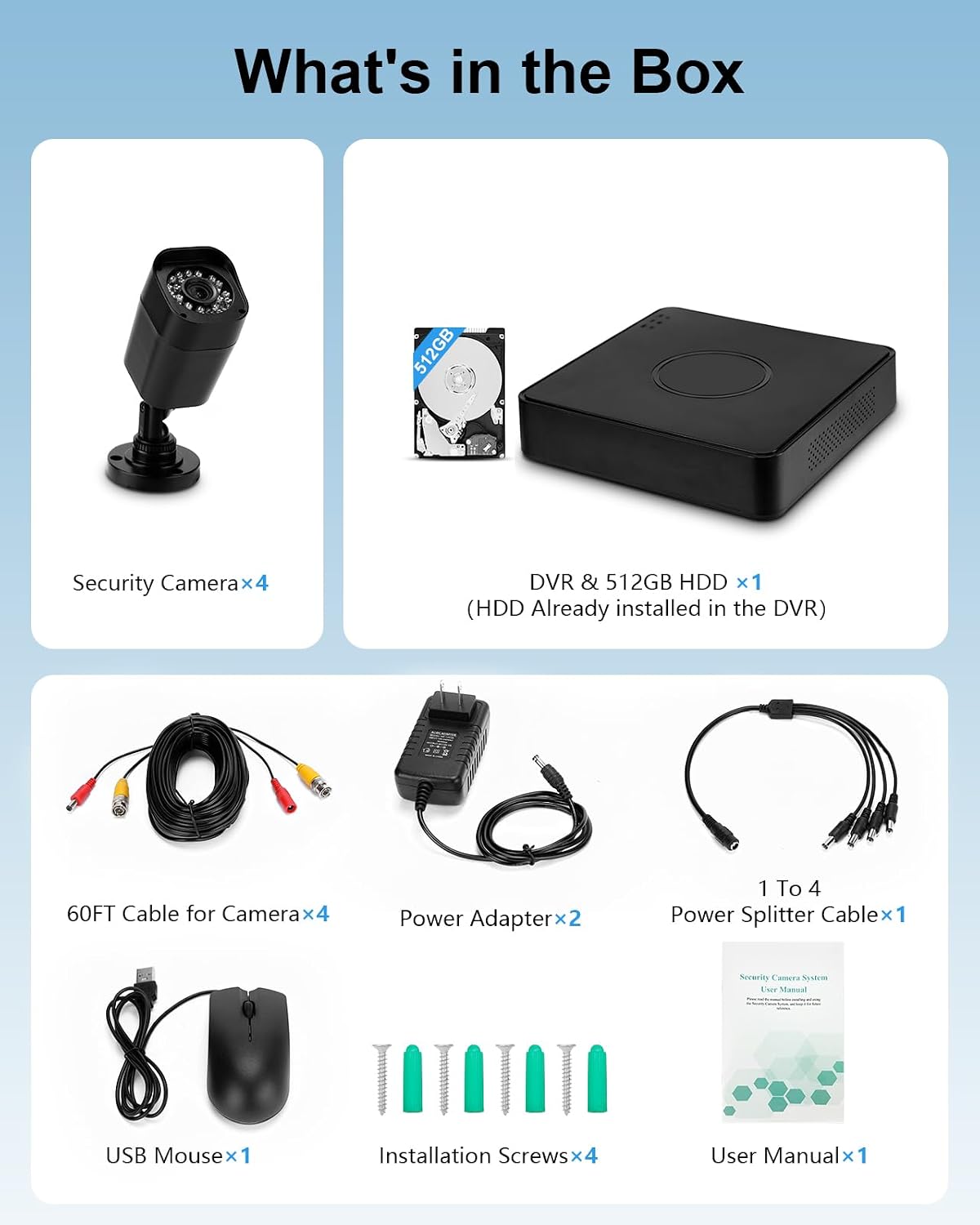 Sistema de cámara de seguridad con cable de 4 canales 1080P, DVR CC...