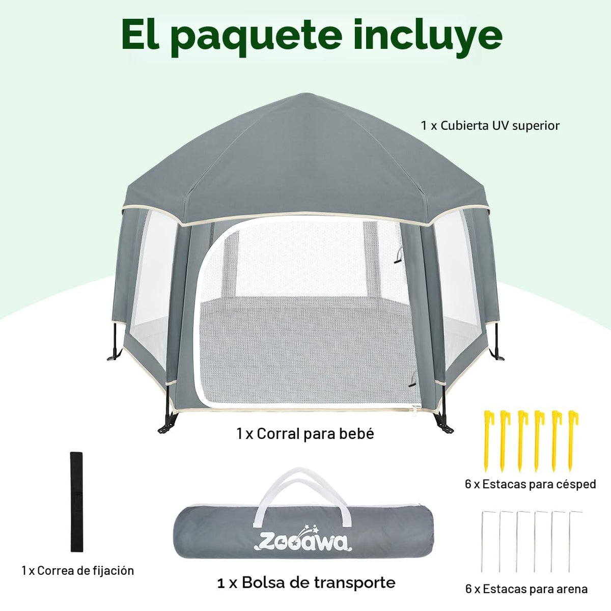 Zooawa Corralito desplegable para interiores y exteriores para bebé...