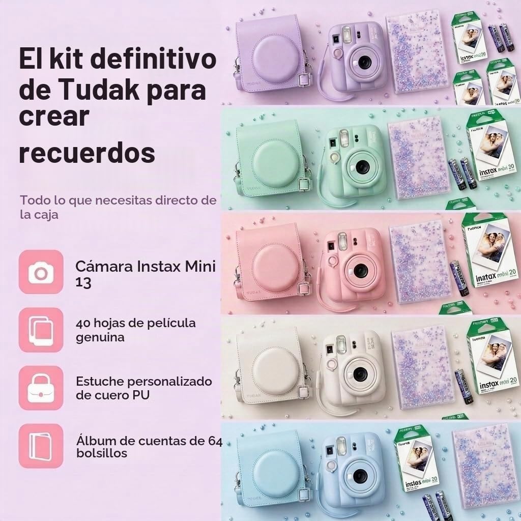 Fujifilm Instax Mini 13 - Cámara instantánea verde laguna + paquete...