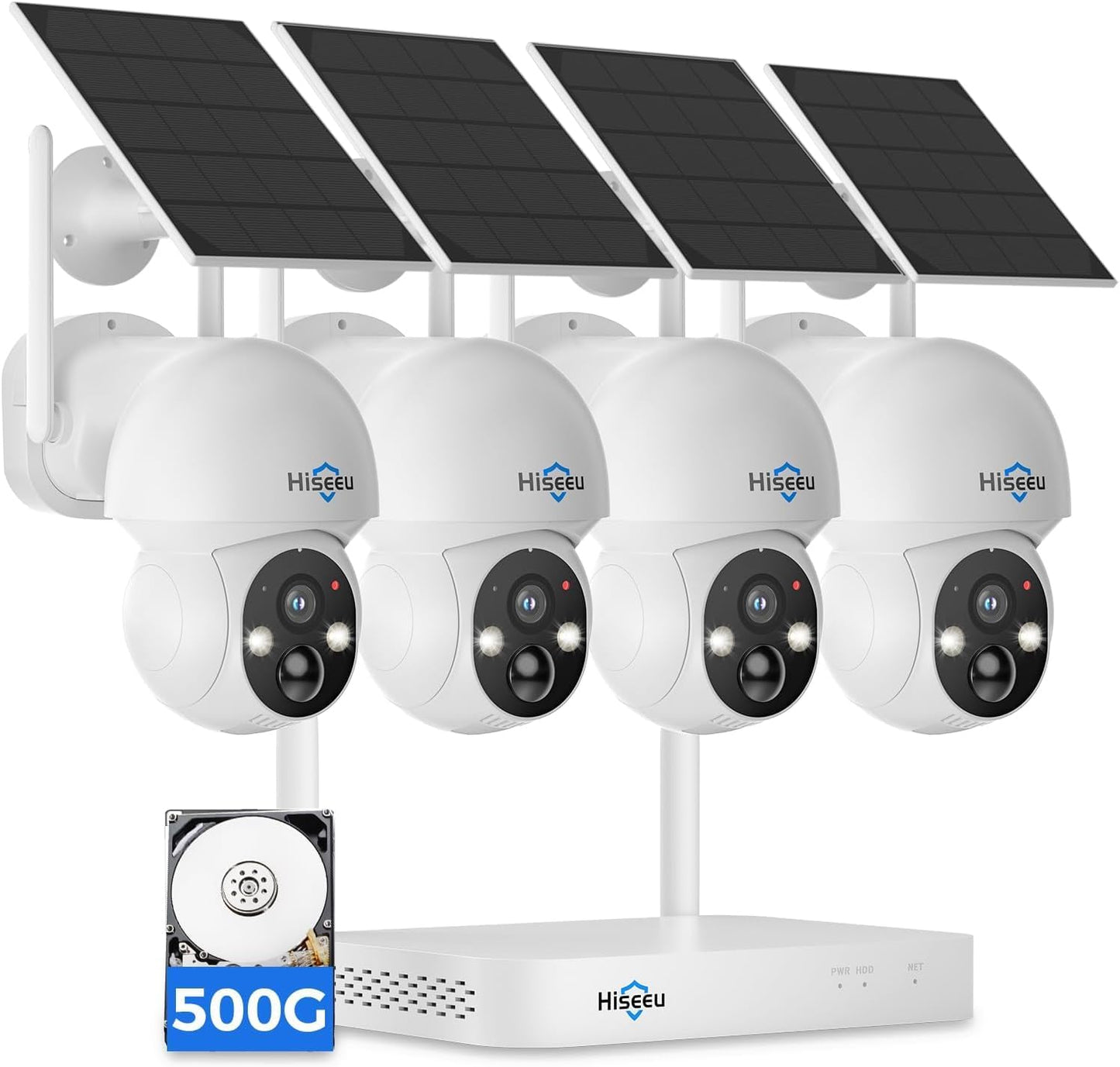 Hiseeu Cámara solar inalámbrica al aire libre, sistema de cámara de...