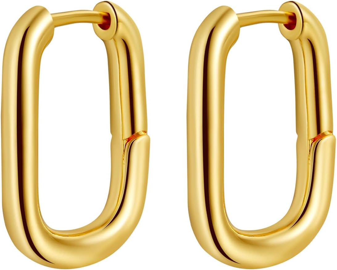 Amicon Pendientes de oro grueso para mujer, chapados en oro de 14 q...