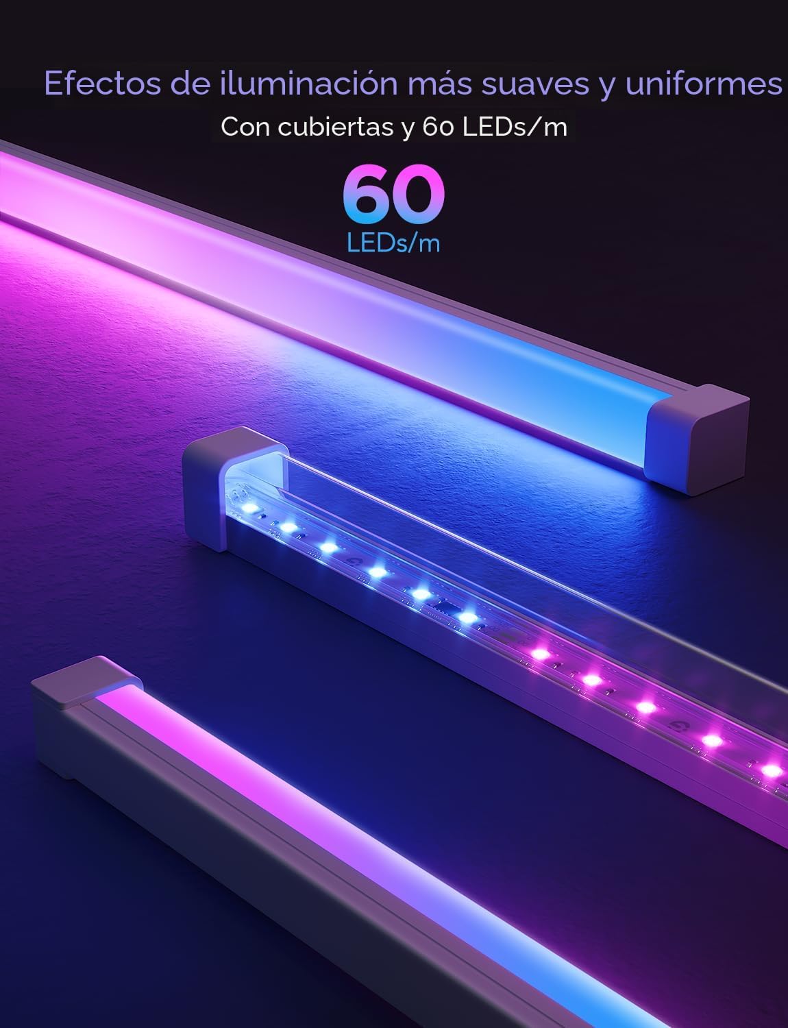 Govee RGBIC Tiras de Luces LED de 32.8 pies con Cubiertas, Luces In...