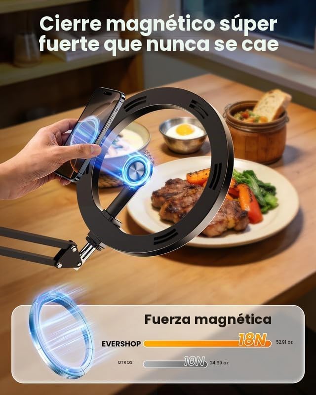 Anillo de luz magnética para escritorio, luz para selfie de 10 pulg...
