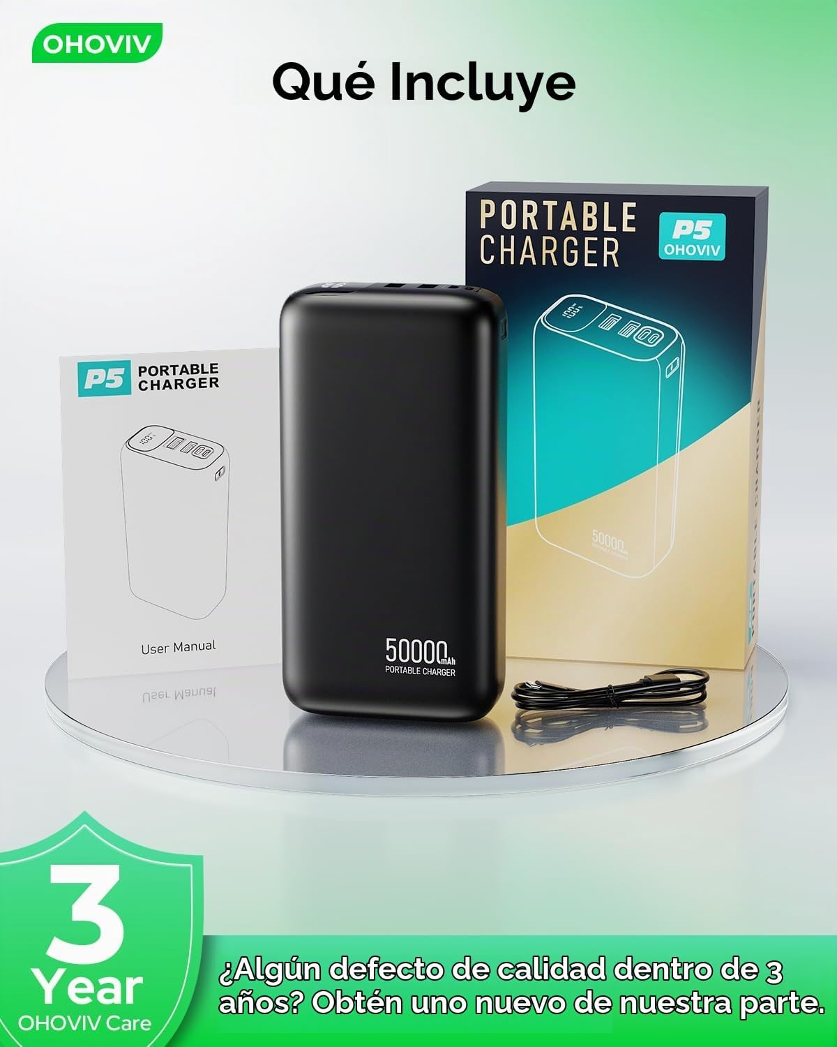 OHOVIV Cargador Portátil 50000mAh Banco de Energía - Carga Rápida 2...