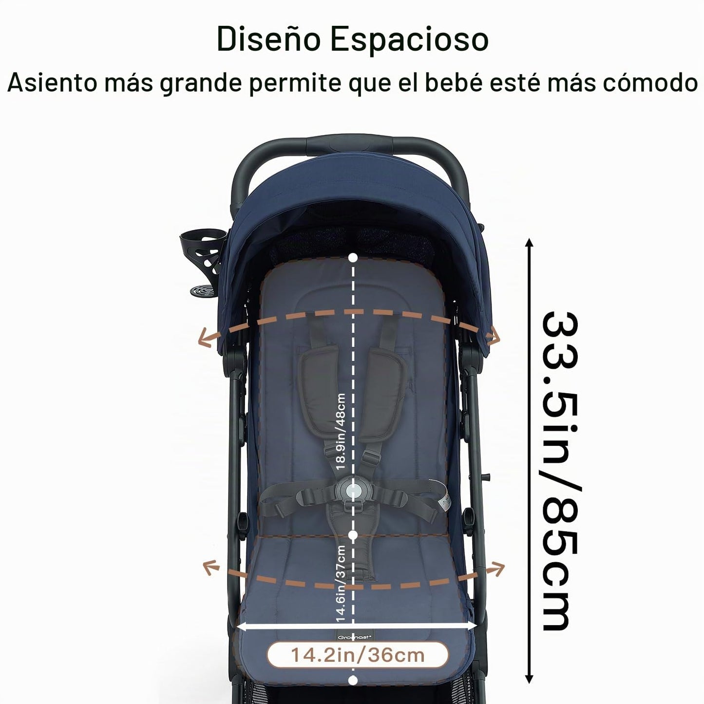 Gromast Cochecito de bebé plegable compacto, cochecito de viaje lig...