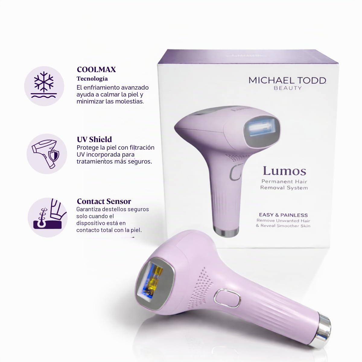 Michael Todd Beauty LUMOS Laser IPL Dispositivo de depilación para...
