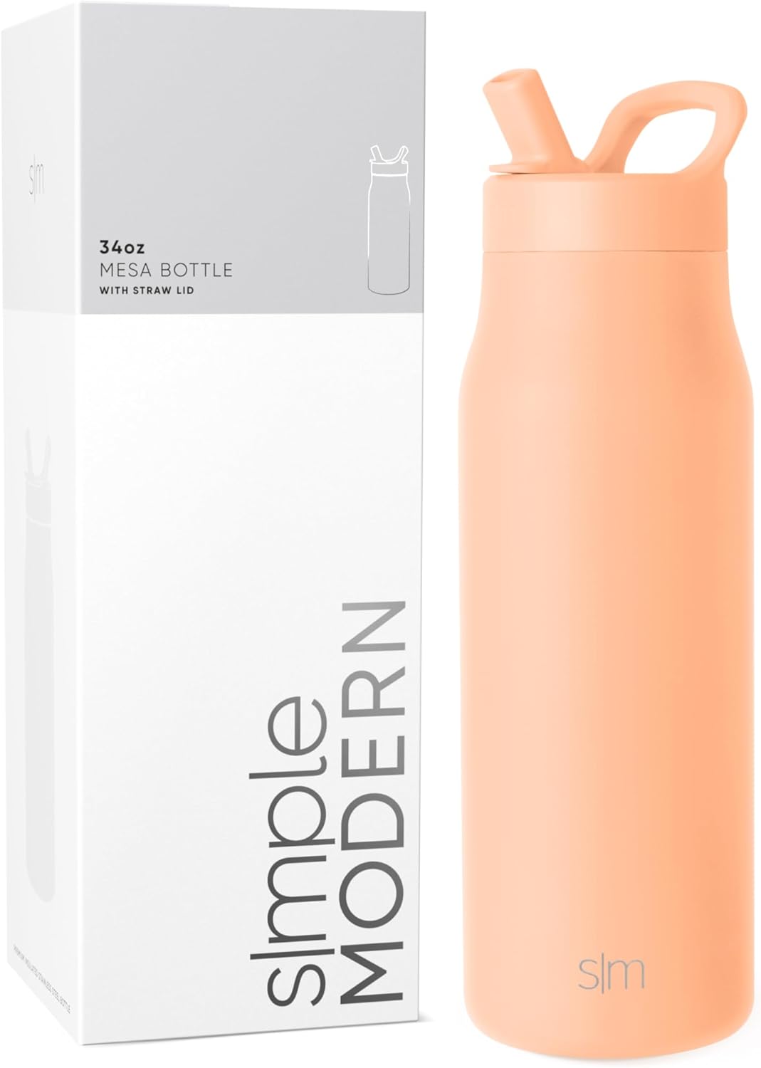 Simple Modern botella de agua con tapa con pajita | Termo de acero...