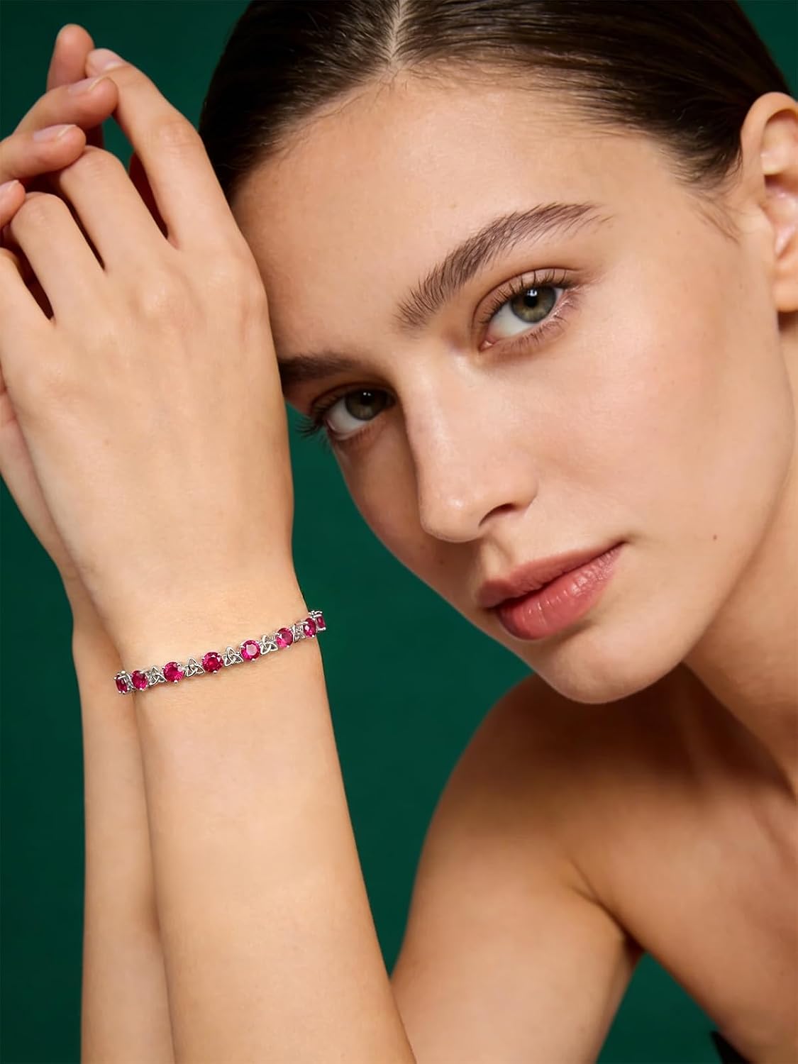 ETERMBOL Pulsera de tenis de piedra natal para mujer, pulsera de pl...