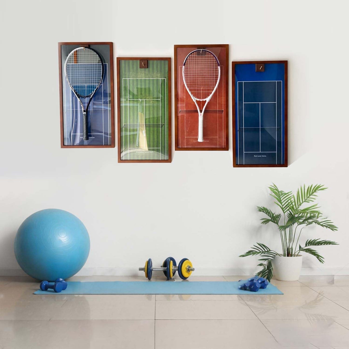 KRINGSIA Marco de exhibición de raqueta de tenis de madera con fond...