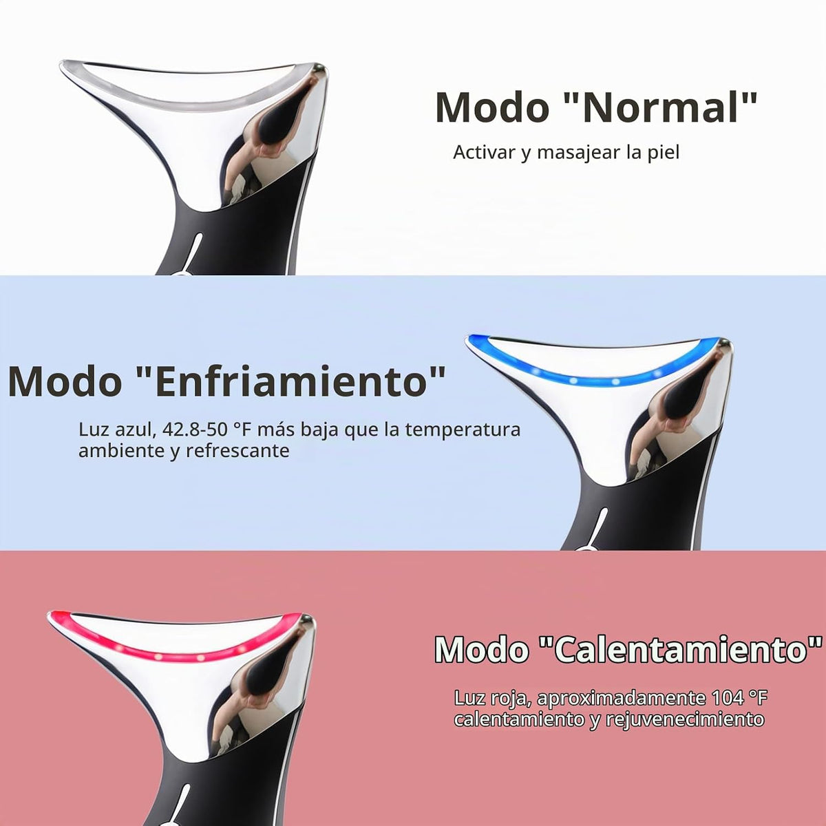 Masajeador facial, dispositivo de cuello de cara y luz roja con aju...