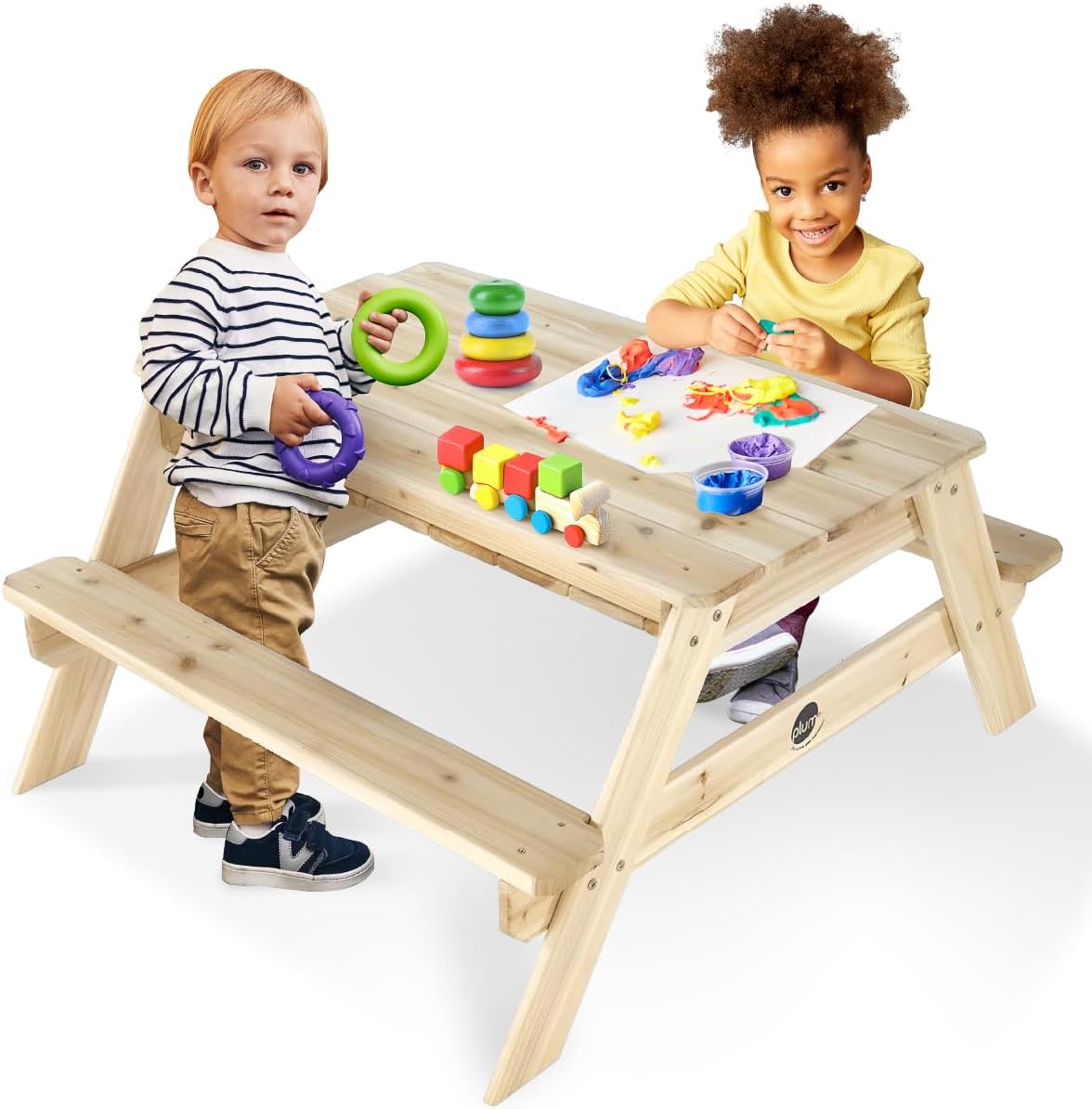 Mesa de picnic de arena y agua de madera Plum® Surfside - Mesa sens...
