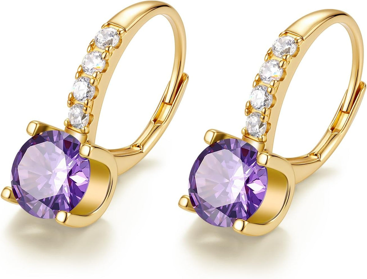 FANCIME Pendientes colgantes de plata de ley chapada en oro de 14 q...