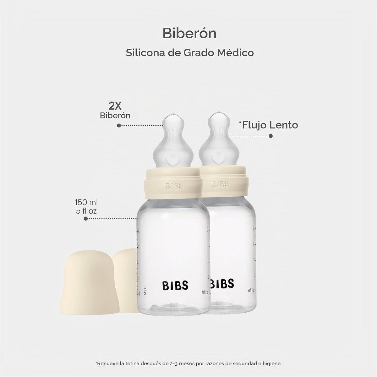 BIBS Biberón de plástico, 5.1 onzas, paquete de 2, pezón de silicon...