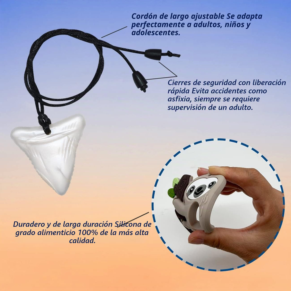 Collares masticables para niños sensoriales, paquete de 6 collares...