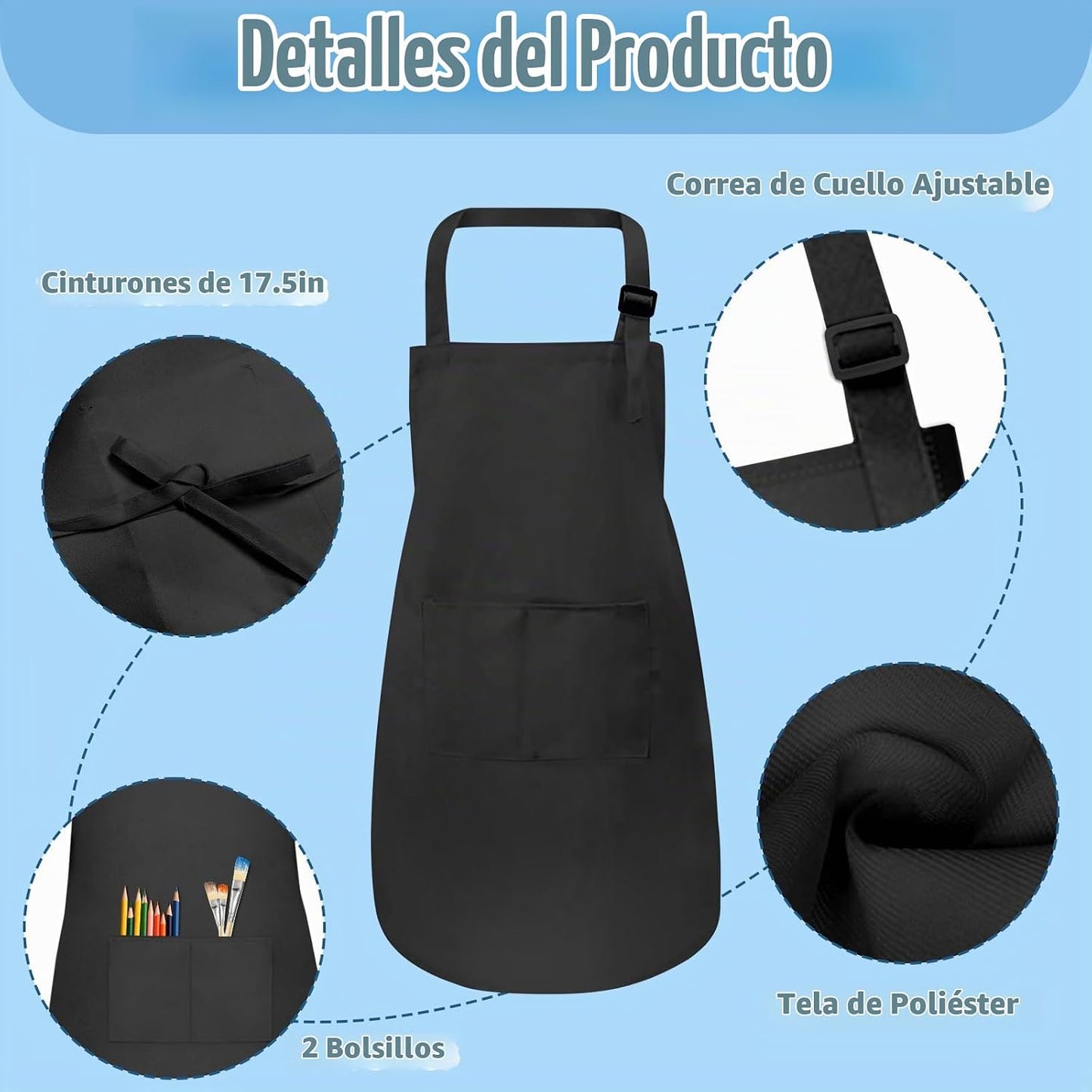 ZLEVEAYN Paquete de 30 delantales infantiles a granel con bolsillos...