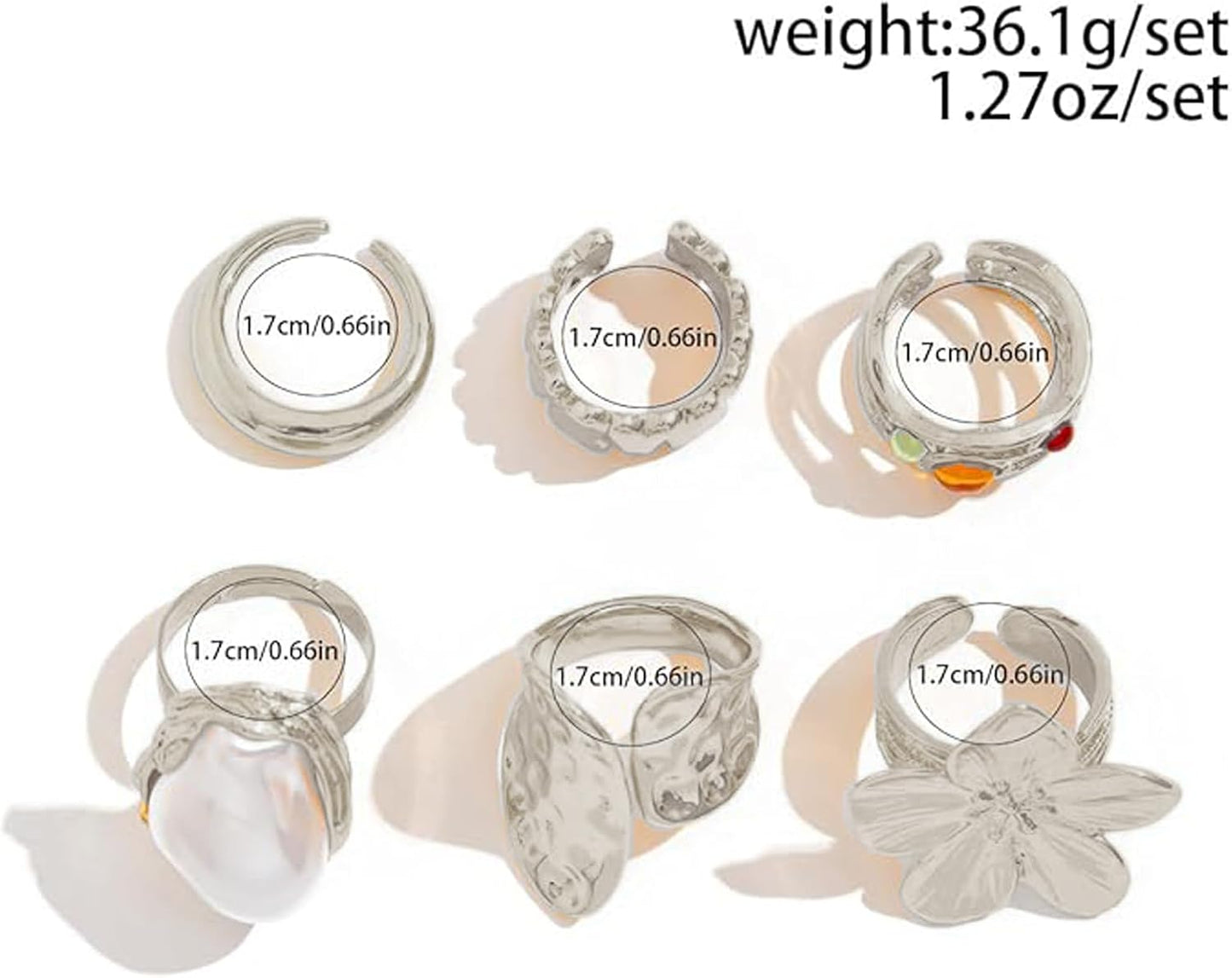 IQIC Anillos gruesos de oro para mujer, juego de anillos de plata a...