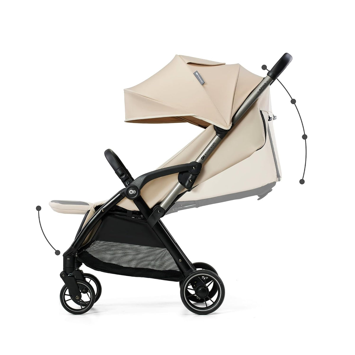 Kinderkraft APINO - Cochecito ligero, plegable automático, color be...