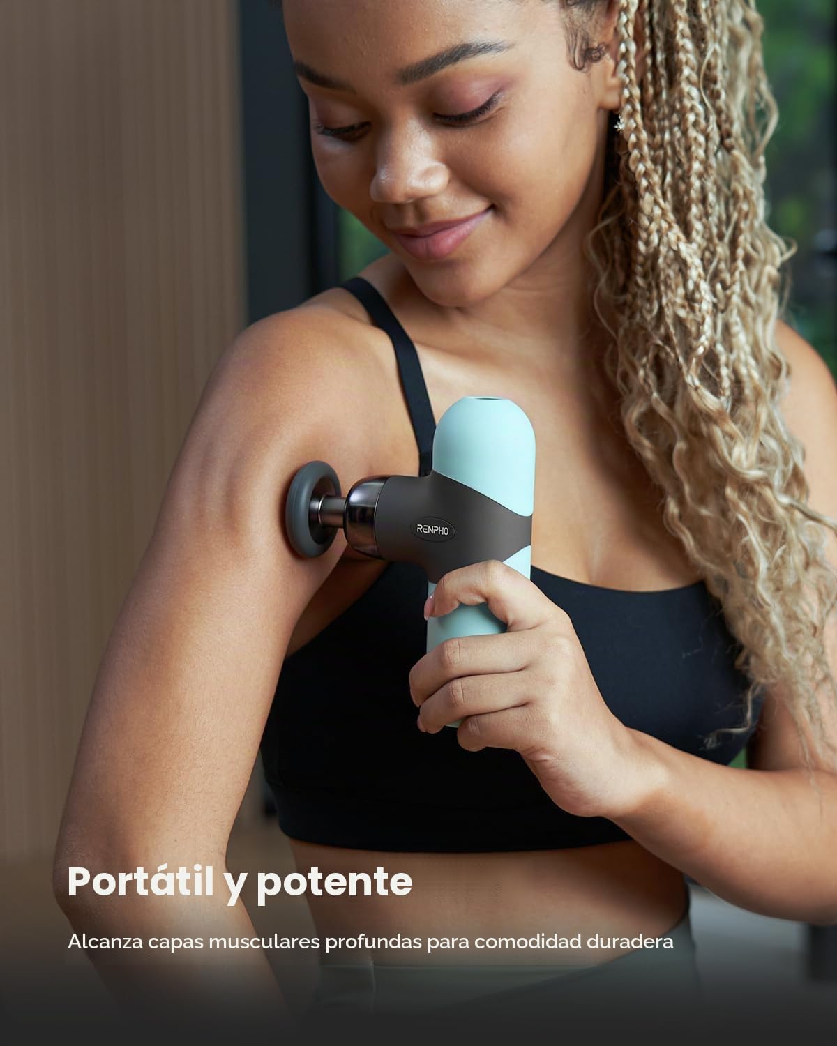 RENPHO Mini pistola de masaje térmico con calor, carcasa de silicon...