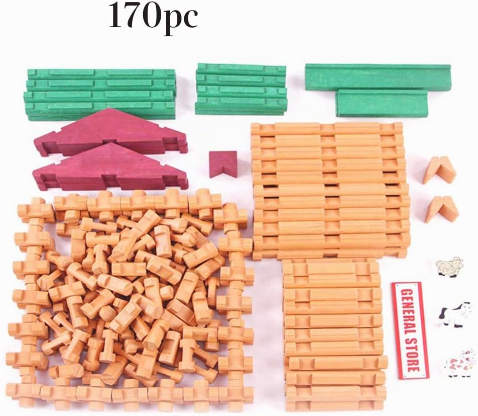 Wondertoys Juego de troncos de madera de 170 piezas a partir de 3 a...