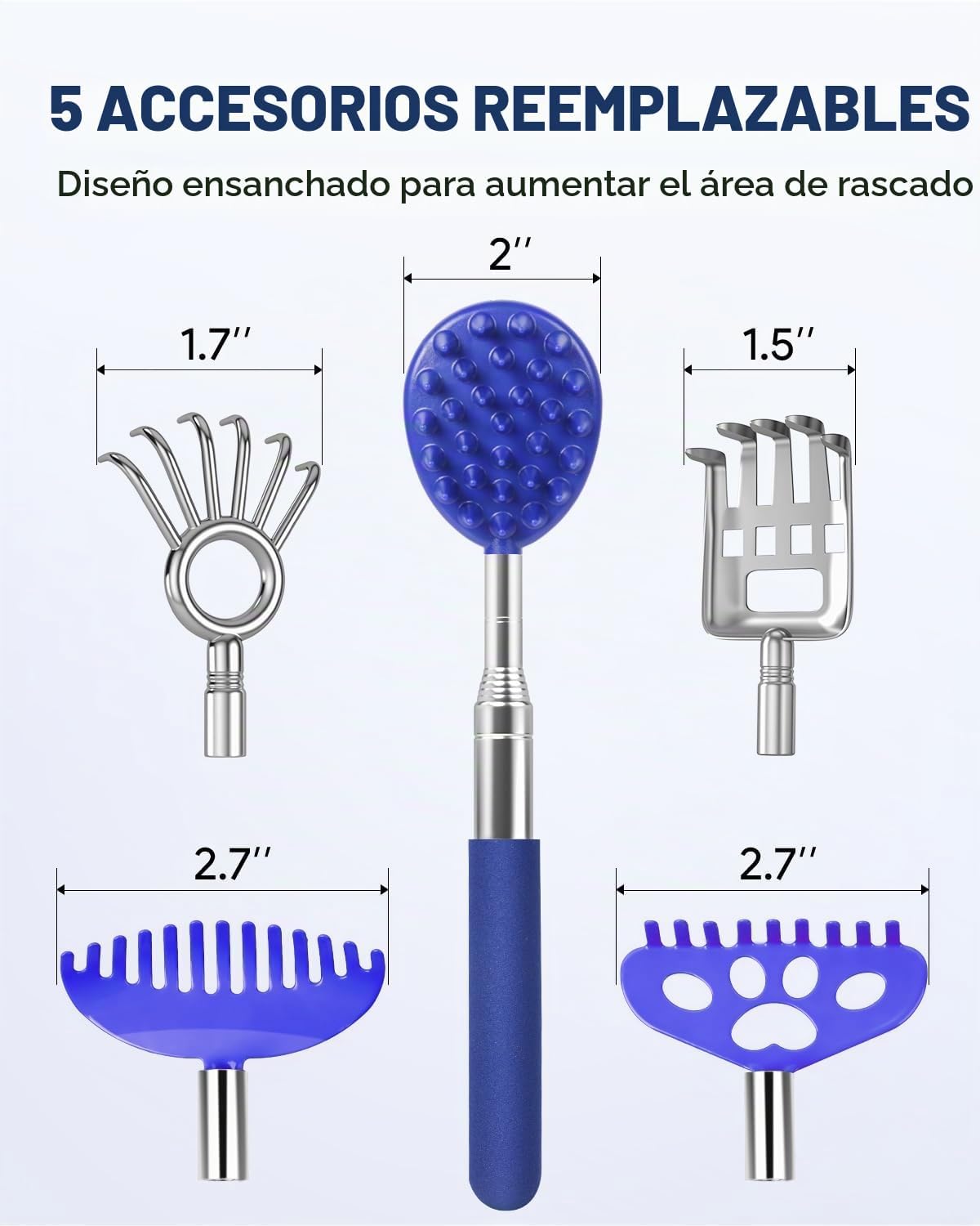 Gelibo Rascador telescópico de espalda con 5 cabezas desmontables,...