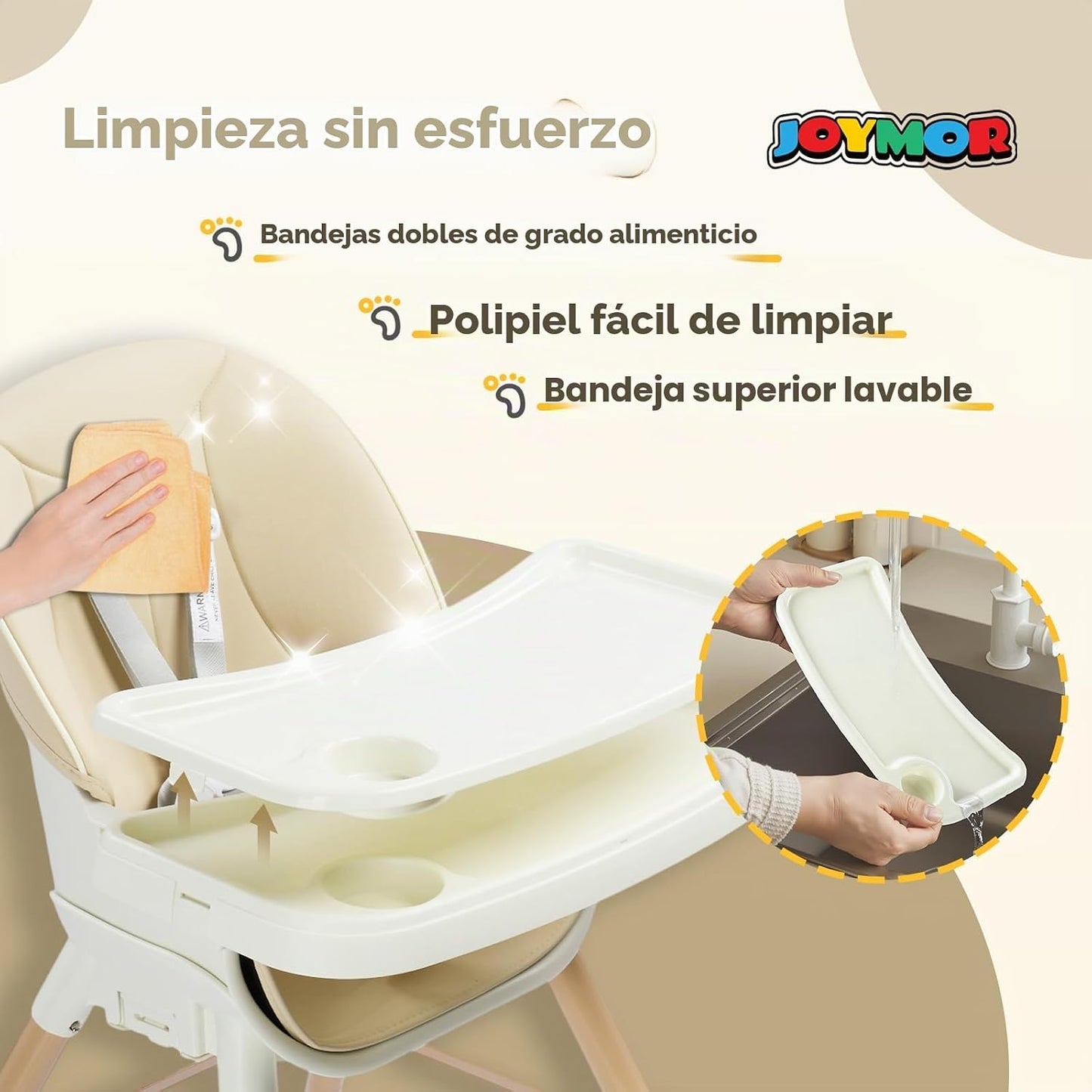 JOYMOR Silla alta convertible 5 en 1, silla alta para bebés y niños...