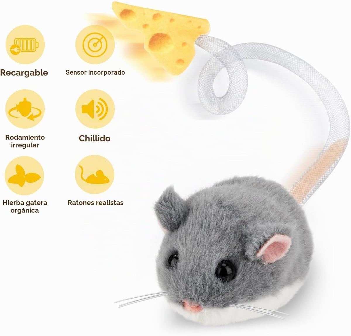 Migipaws MigiMouse - Juguete interactivo para gatos con rodamiento...