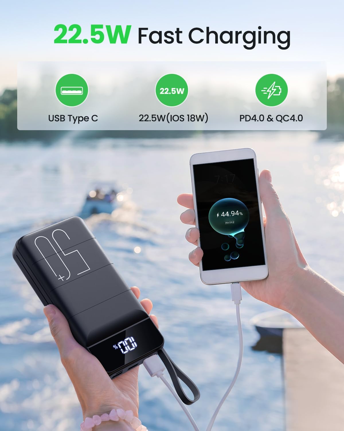 Banco de Energía de Carga Rápida 50000mAh - Cargador Portátil 22.5W...