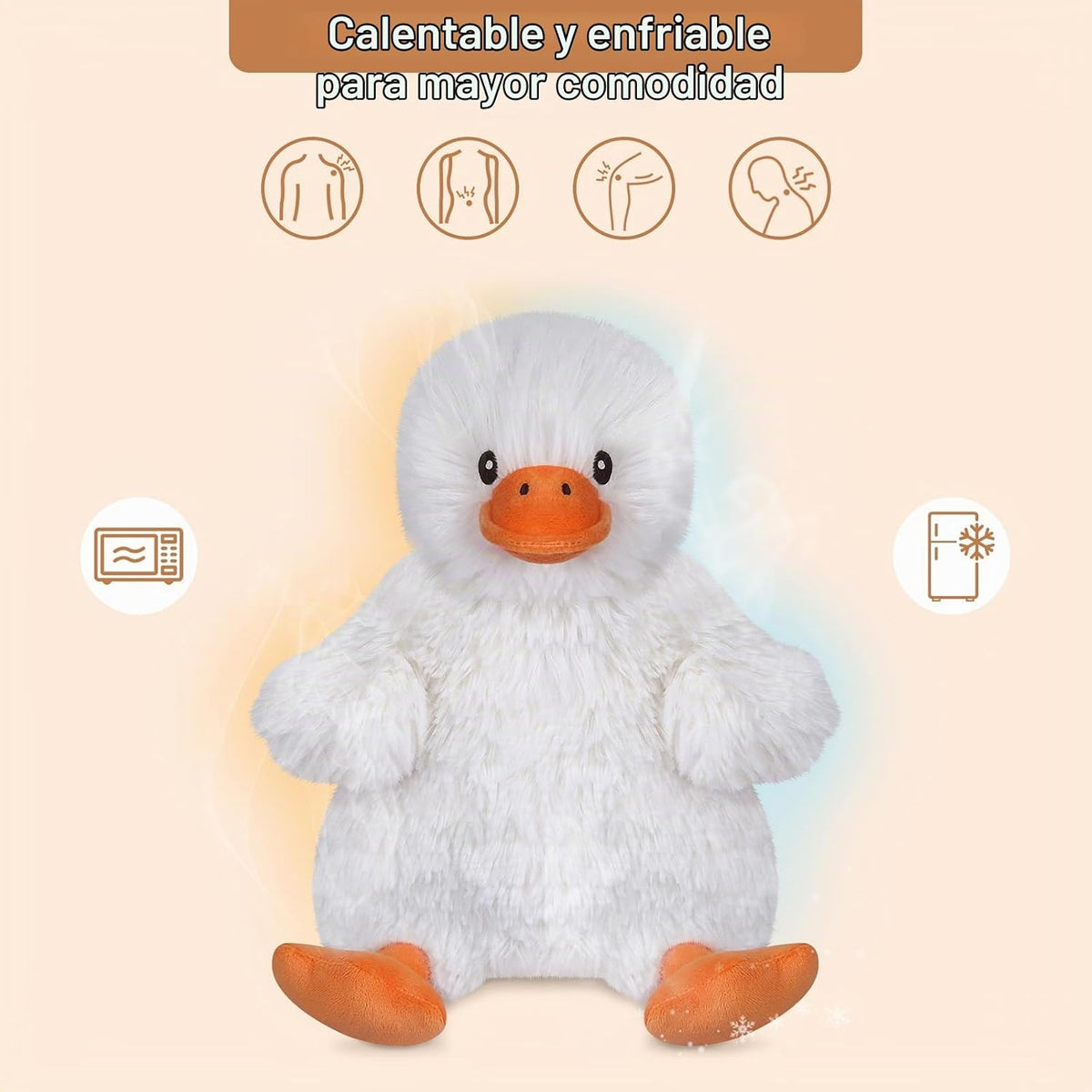 SuzziPals Almohadilla térmica para animales de peluche de pato para...
