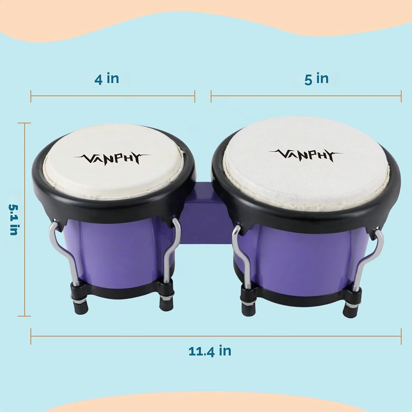 VANPHY Juego de tambor Bongo de 4 y 5 pulgadas para adultos princip...