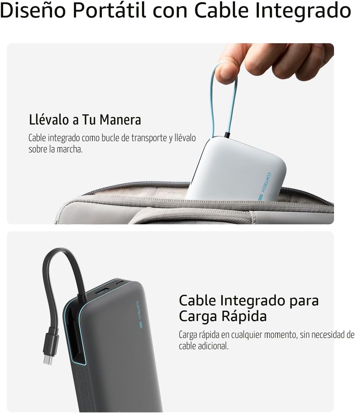 CUKTECH Banco de energía de 45W 20000mAh, cargador de viaje portáti...