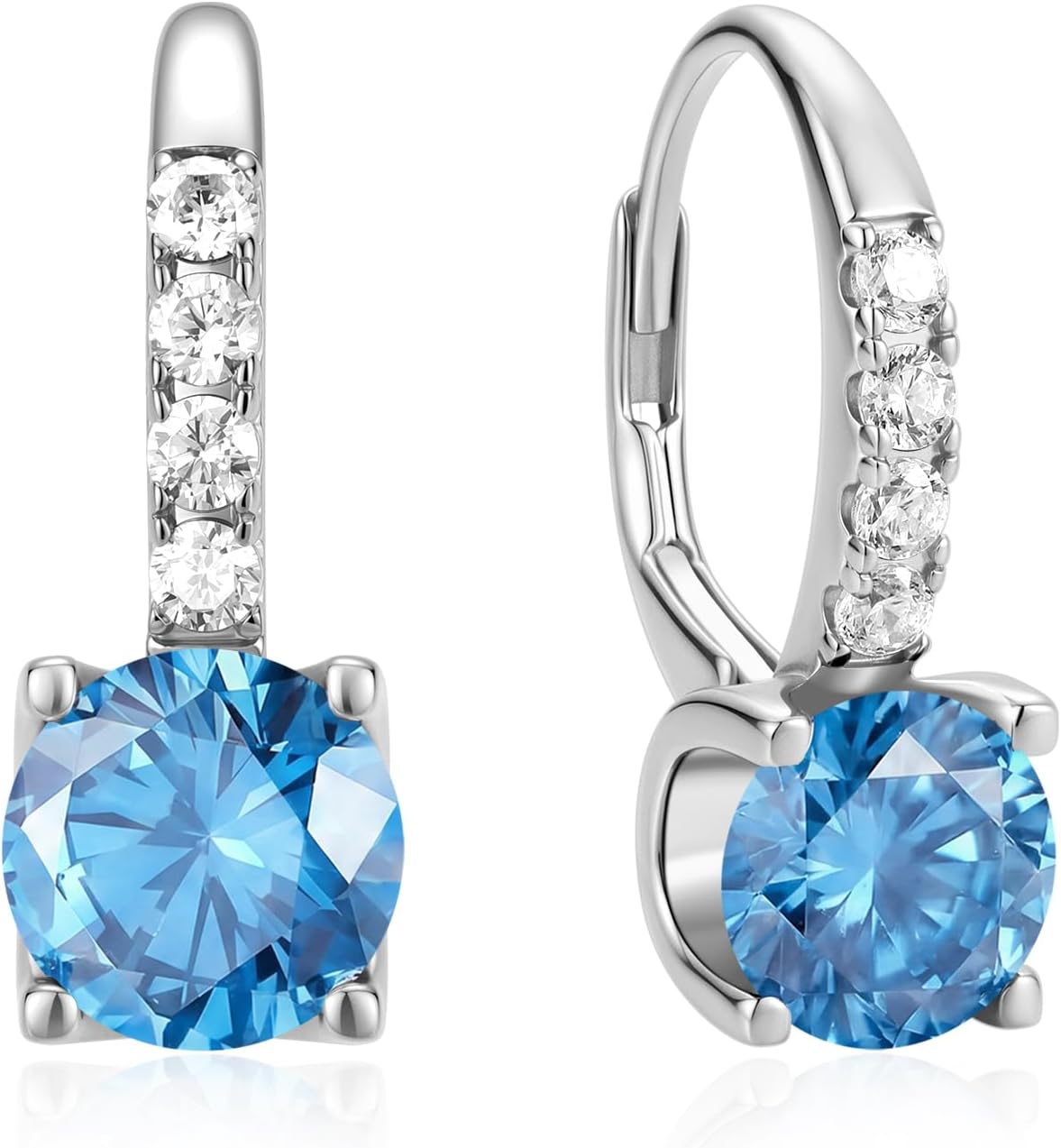 FANCIME Pendientes colgantes con piedra natal para mujer de plata d...