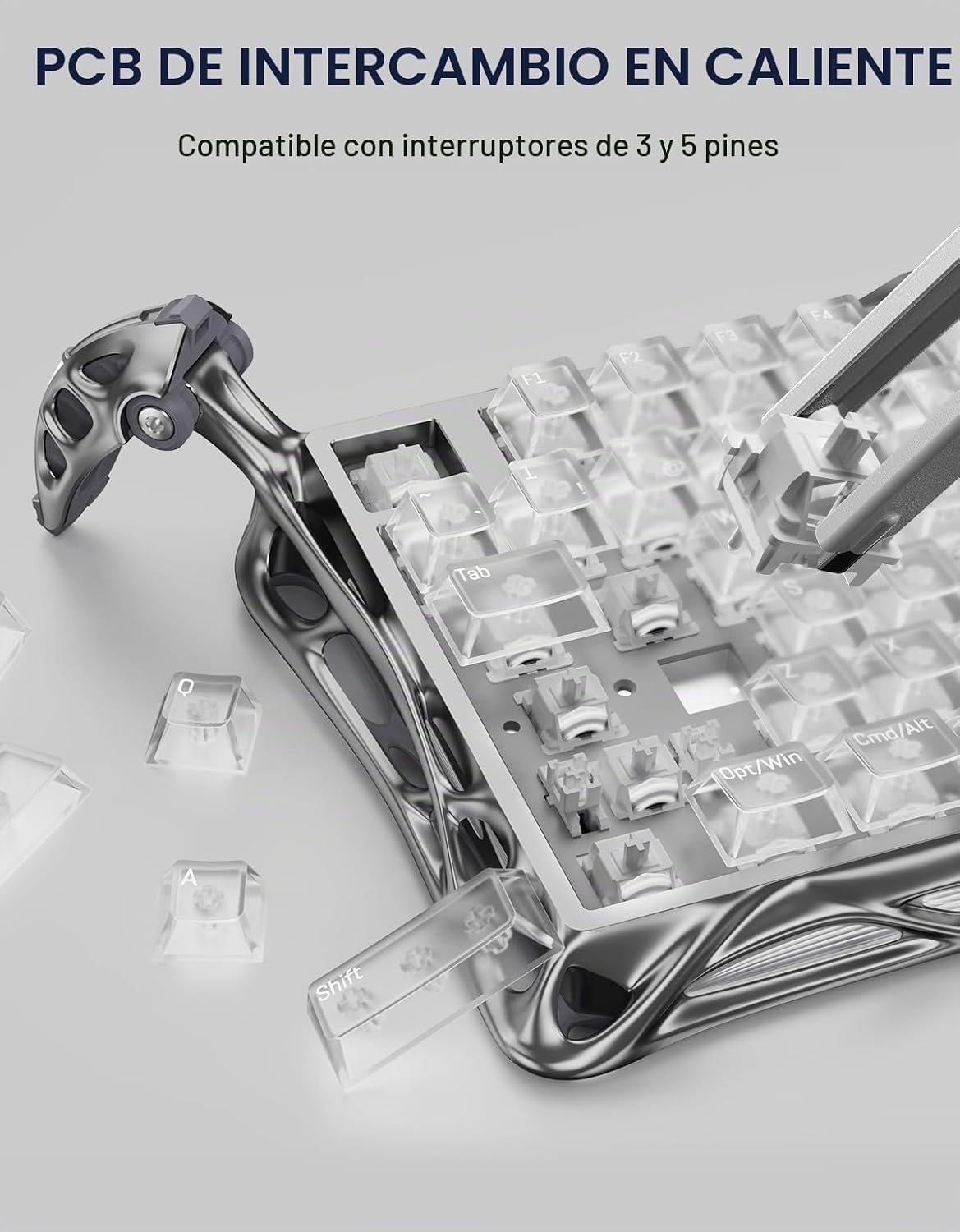 GravaStar Teclado mecánico inalámbrico Mercury K1 Pro 75% para jueg...