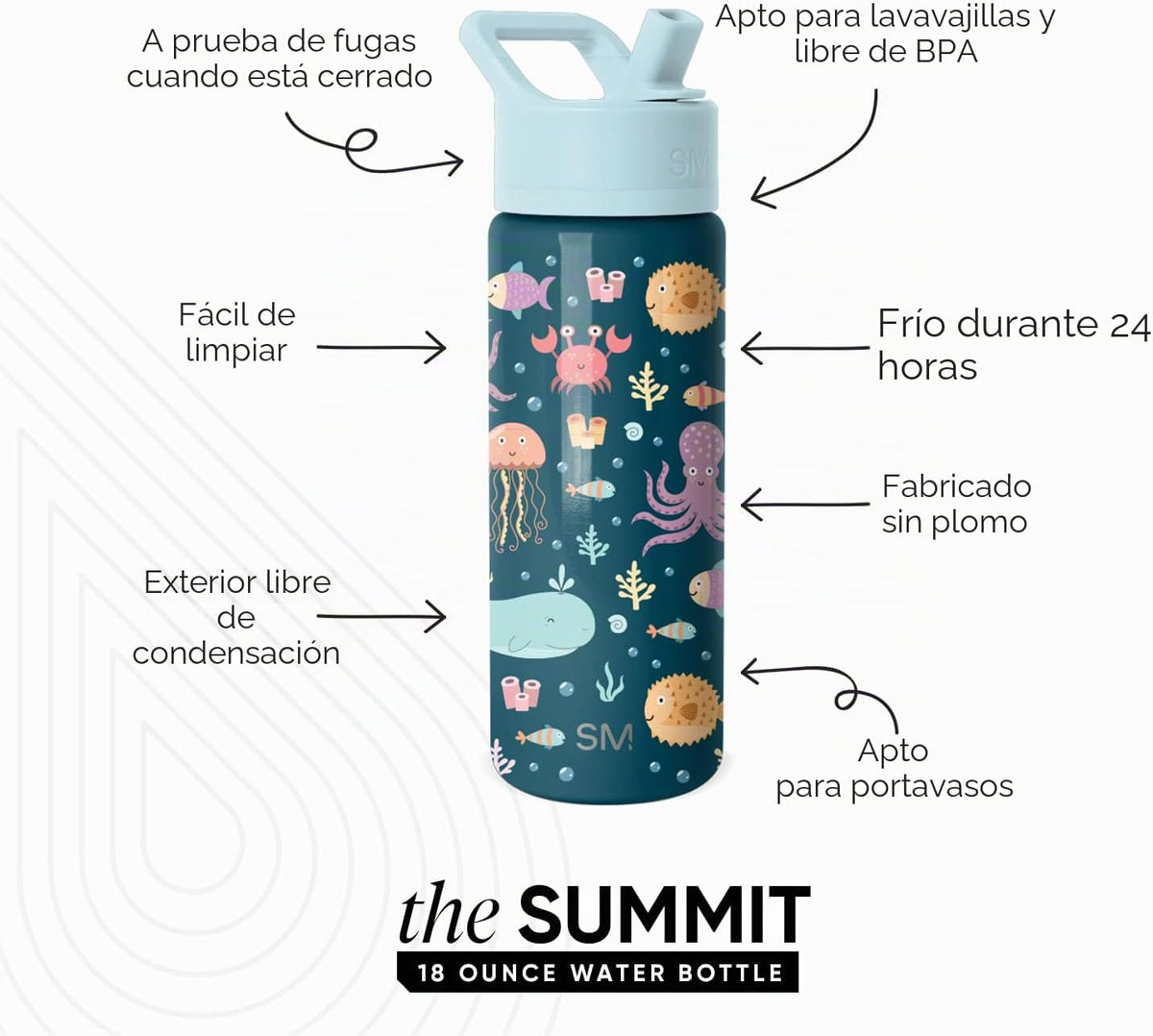 Simple Modern - Botella de agua para niños de la colección Summit c...