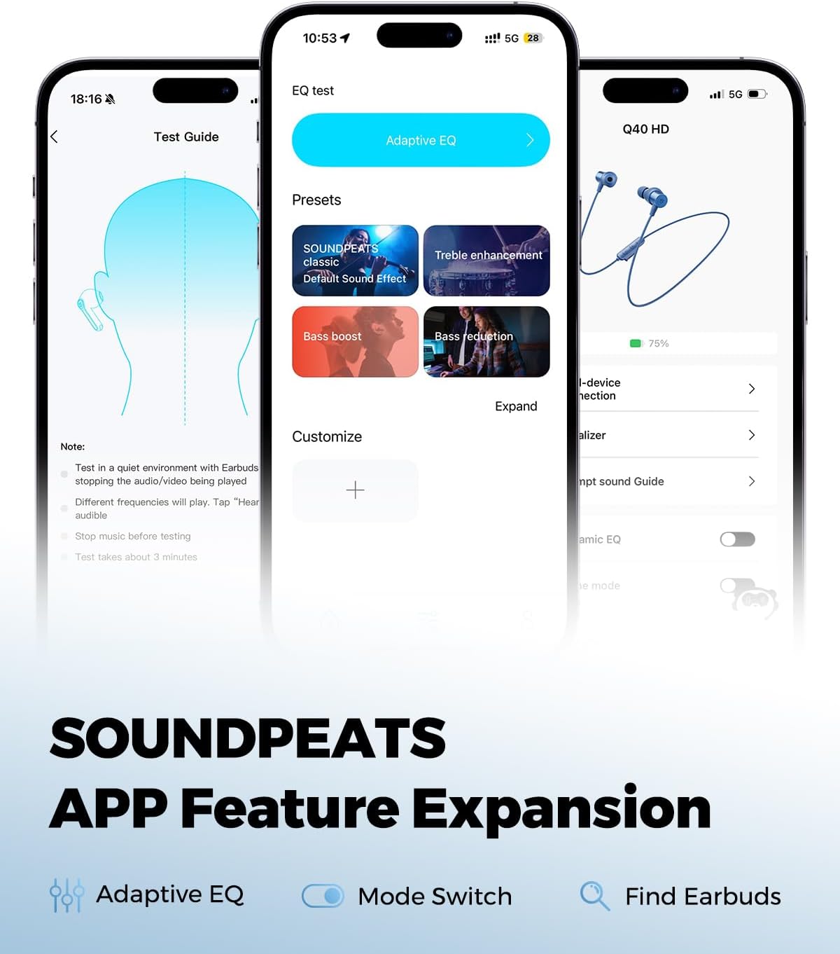 SoundPEATS Q40 HD - Auriculares deportivos con banda para el cuello...