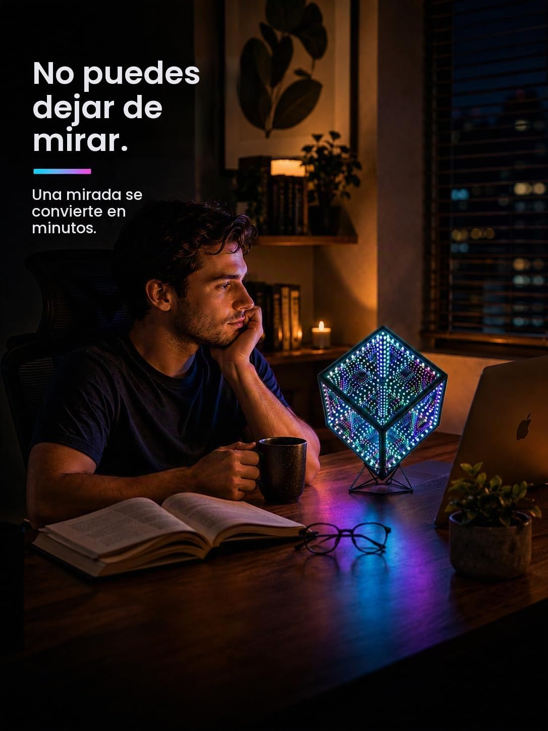 Heepulor Infinity Mirror Hyper Cube - Lámpara de mesa, luz de humor...
