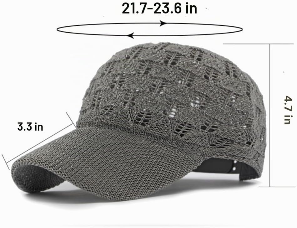 FASHIXD Gorra de béisbol de malla tejida para mujer, gorra de camio...