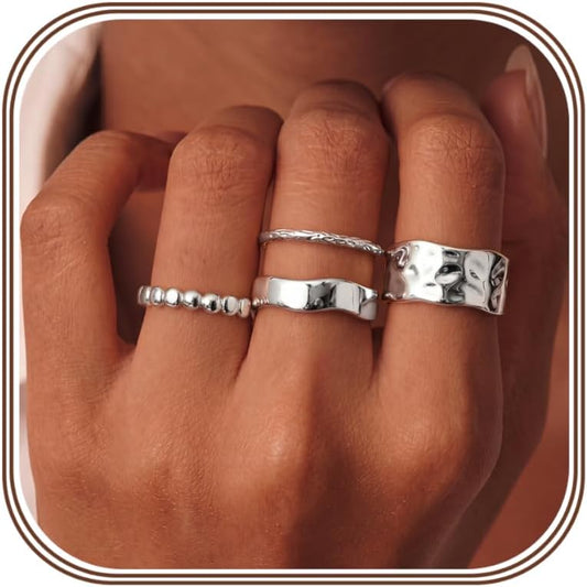 FUNRUN JEWELRY Anillos gruesos de oro para mujer, no se deslustra,...