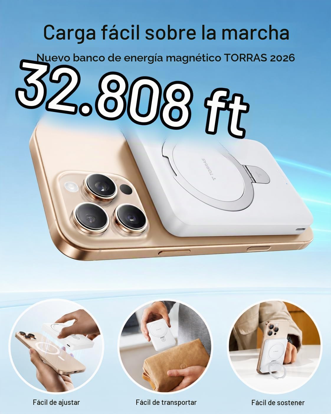 TORRAS EasyGo - Cargador portátil magnético de 10000 mAh Power Bank...