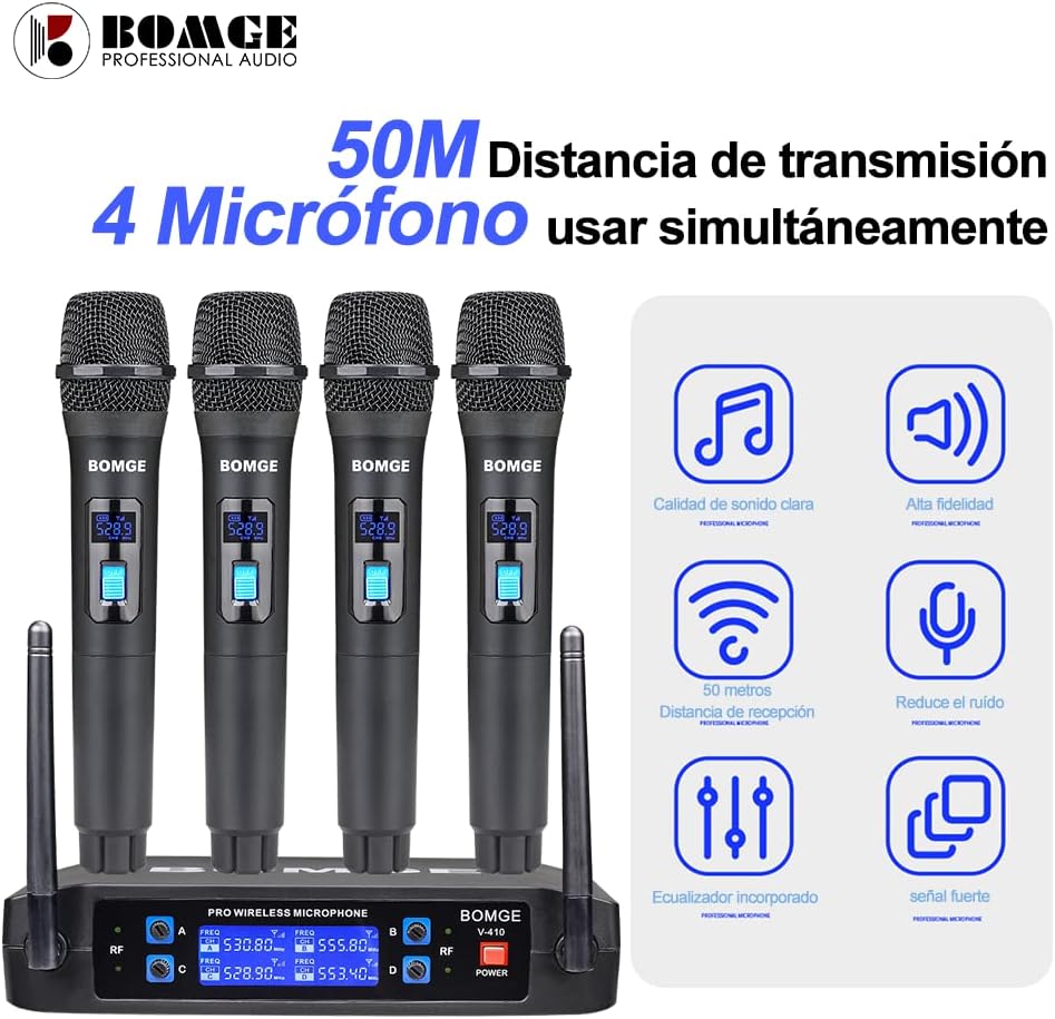 BOMGE Sistema de micrófono inalámbrico, juego de micrófono inalámbr...