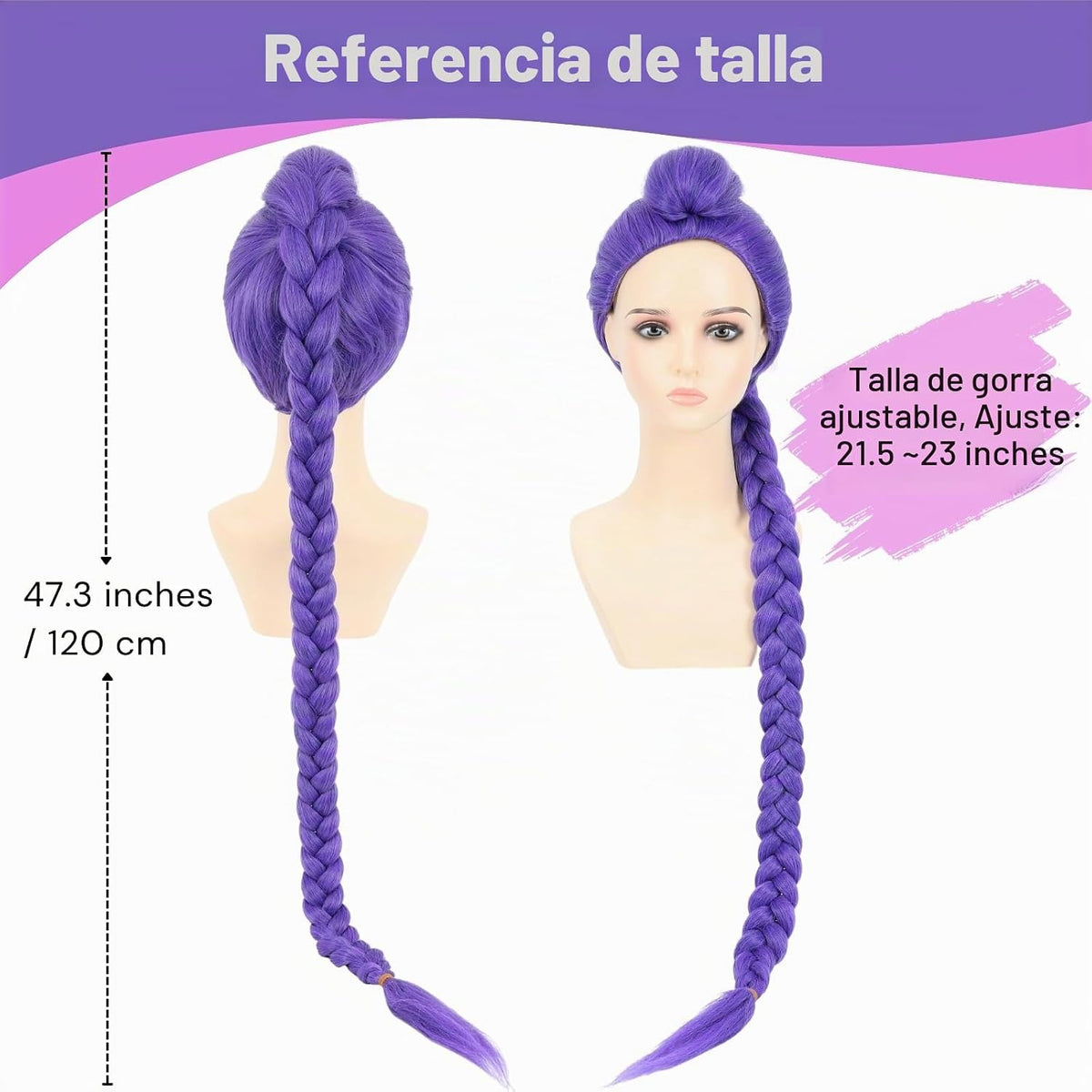 morvally Peluca de Cola de Caballo Larga Trenzada Morada de 47 Pulg...