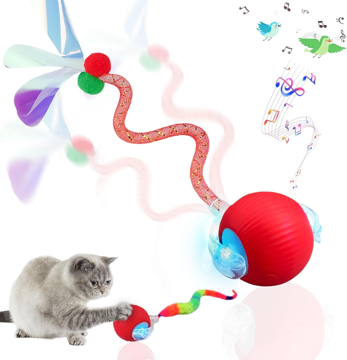 Yaruiguang Nuevo Juguete de Bola para Gatos Actualizado - Cola Rápi...