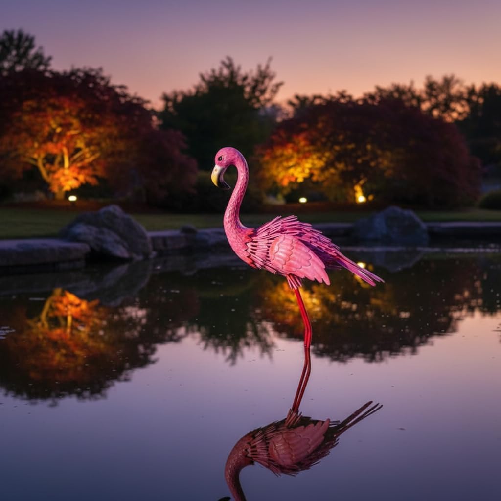 ViteenLight Estatuas y esculturas de jardín de flamencos de 35 pulg...