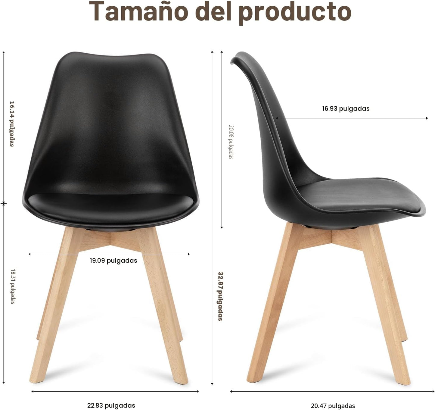OLIXIS Juego de 4 sillas de comedor modernas, tapizadas de piel sin...