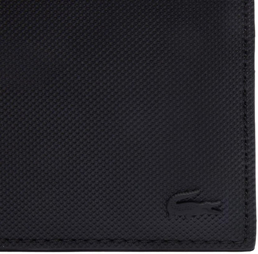 Lacoste Billetera Billfold Clásica Pequeña para Hombre, Negro