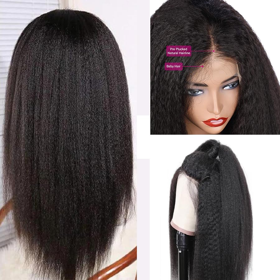 Veravicky - Peluca lacio tipo afro Kinky de 20 pulgadas, 180% de de...