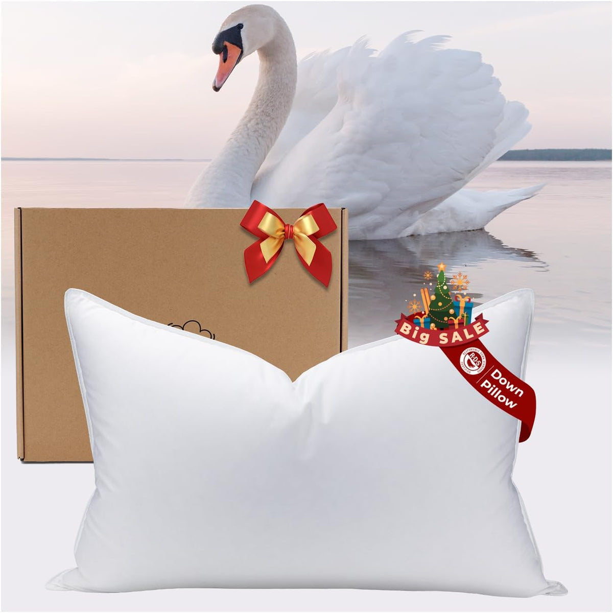 PlushHavenCloud Almohada de plumón de ganso blanco, almohada de luj...