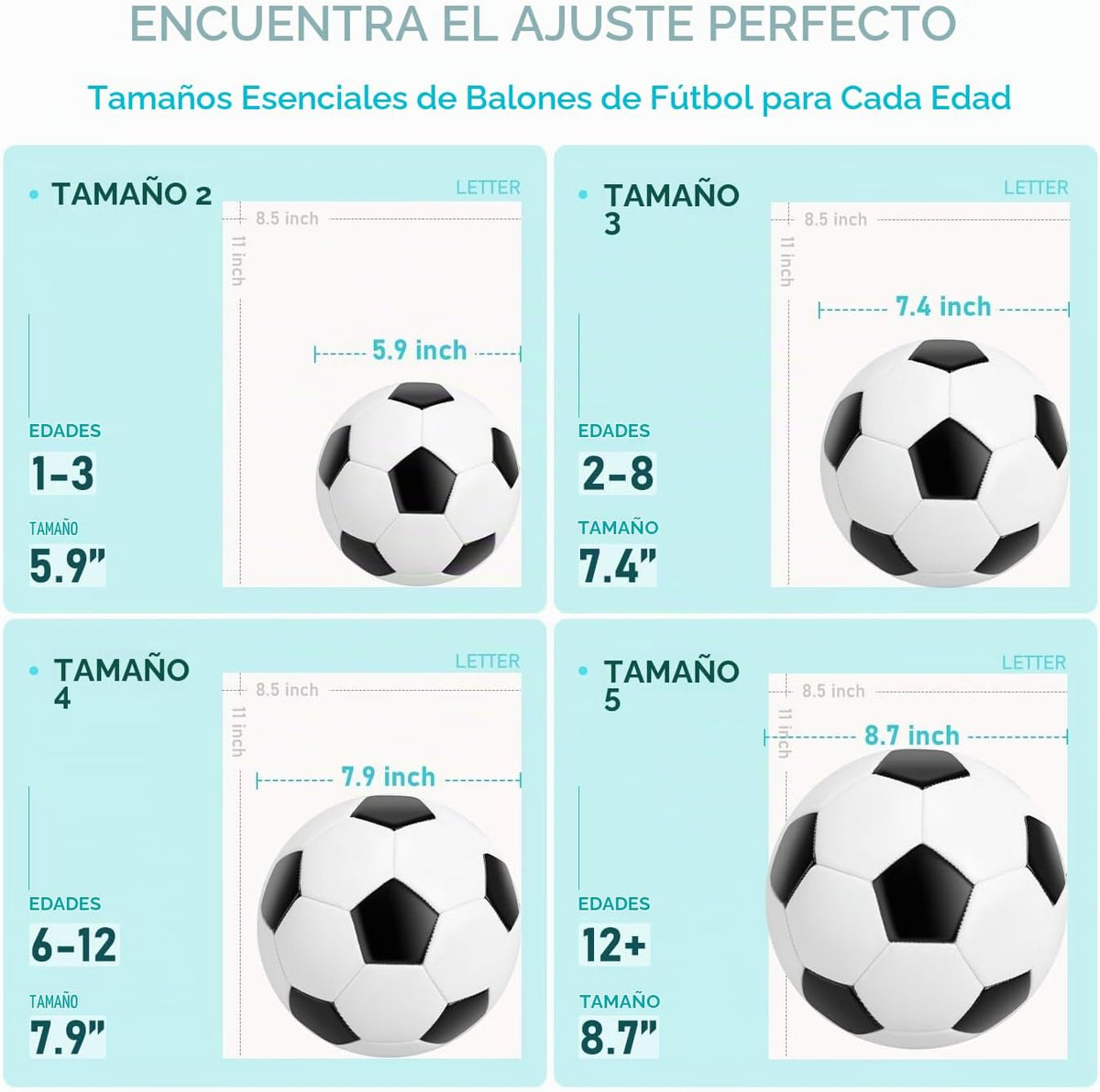 Balón de fútbol U&C Planet tamaño 2, 3, 4 para niños pequeños y jóv...
