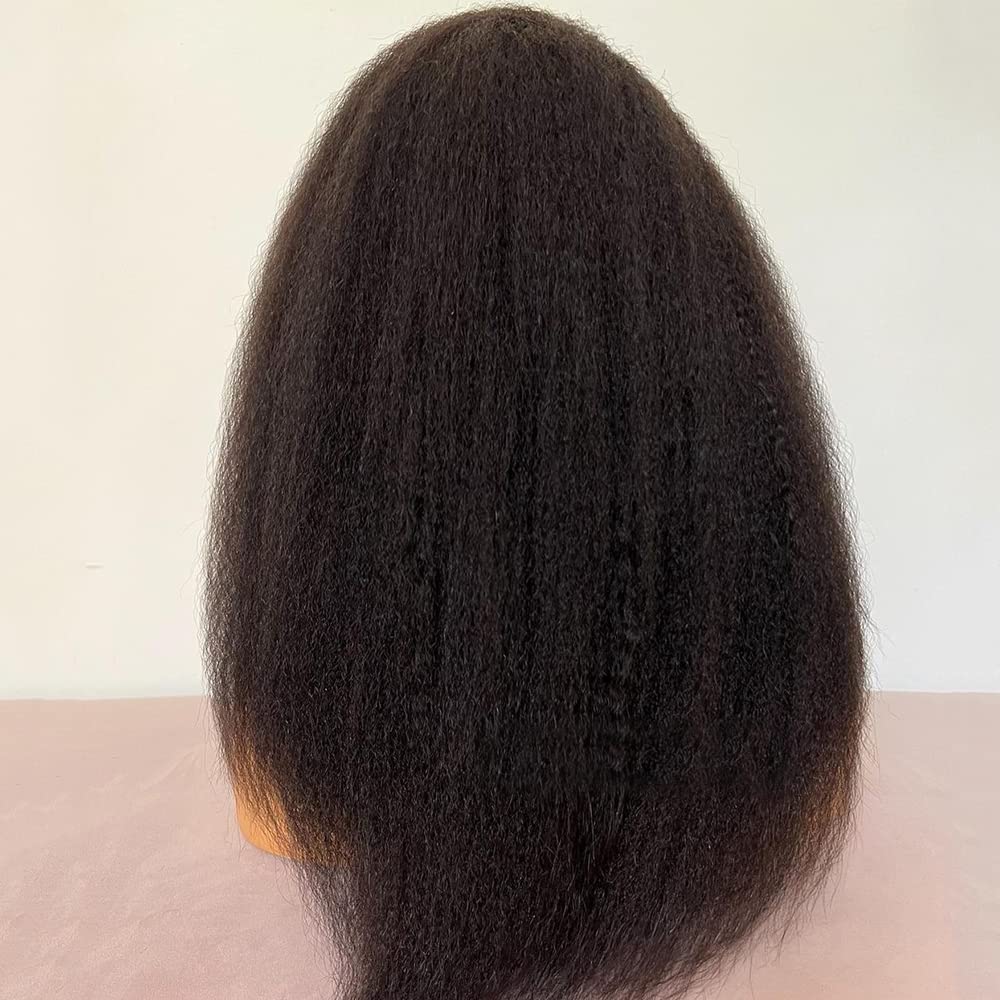 Enoya Peluca de pelo italiano Yaki, 360 encaje frontal, peluca de c...