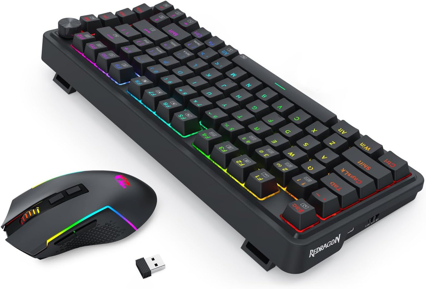 Redragon Combo de teclado y mouse para juegos Wilreess de 3 modos S...